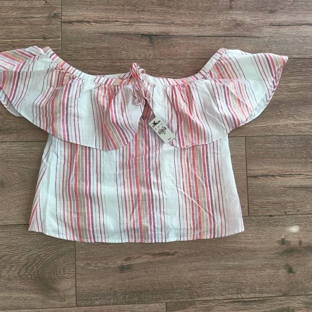 NWT Off The Shoulder Pink Striped Top From Express XS